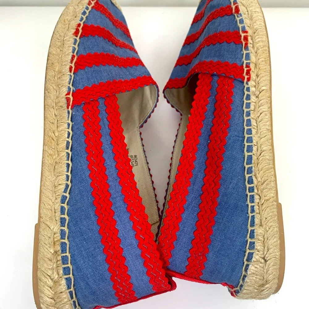 Boden Viollette Espadrilles Shoes Flat Size 40/8.5 Red Blue Stripe Made In Spain - Picture 8 of 10